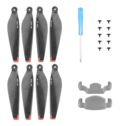 O'woda Hélice en Fibre de Carbone avec Stabilisateur d'hélice pour DJI Mini 3 / Mini 3 Pro, 8 pièces, Lames de Réduction de Bruit Ultralégère, Accessoires