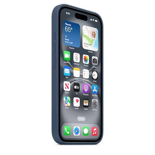 Image of Apple iPhone 16 Silicone Case with MagSafe and Camera Control: Lightweight Phone Case, Wireless Charging Compatible, Smooth Matte Finish; Denim