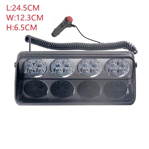 Image of AutoBizarre 12V Car Dash Emergency Warning Strobe Red Blue Flasher Windshield Sucker LED light With Multiple Flashing Modes For All Cars, Emergency Vehicles, etc. (16 LED Red Blue)