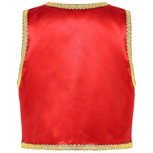 Boys Arabian Prince Tops Waistcoat Vest Kids Fairy Tale Dramas Stage Performance Fancy Dress Ups Red 12 Years4