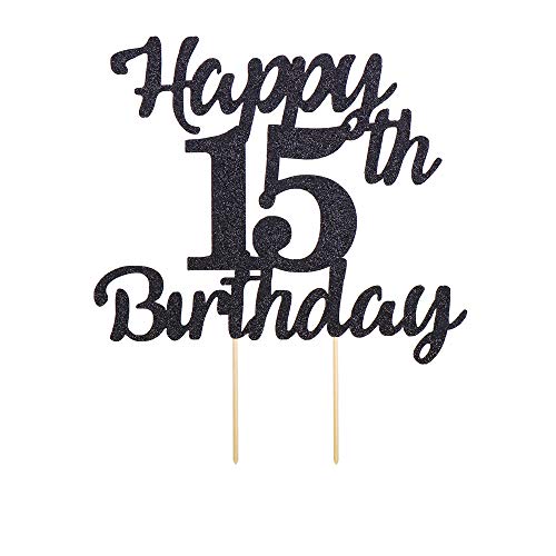Lveud 15Th Birthday Cake Topper For Happy Birthday, 15 Black Flash 15Th Cake Topper，Happy Birthday Cake Topper Cake Ornament (15Th) #TOP1