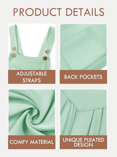 Image of Haloumoning Girls Overalls Kids Casual Sleeveless Wide Leg Jumpsuit Loose Rompers with Pockets 5-14 Years