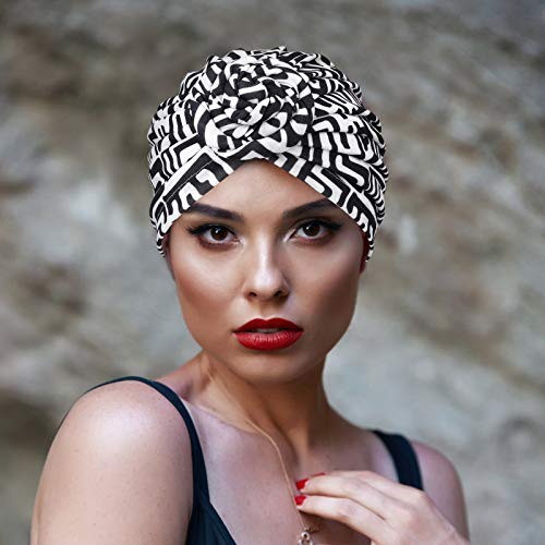 DRESHOW 5 Pack Knotted Headwraps for Women African Turban Pre-Knotted Beanie Headwraps Hair Covers