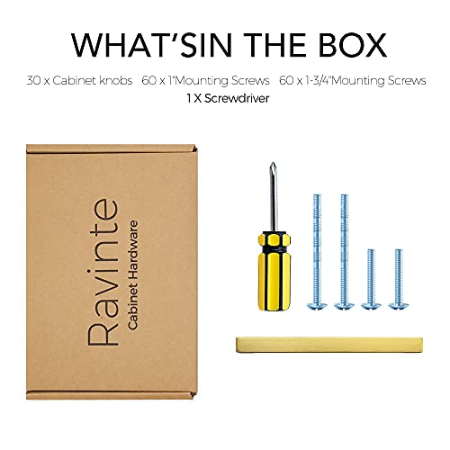 Image of Ravinte 30 Pack 5 Inch Stainless Steel Cabinet Handles Square Cabinet Pulls Brushed Brass Cabinet Hardware Kitchen Cabinet Drawer Pulls Come with Screwdriver