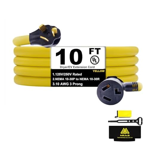 M1A2 Dryer Extension Cord 3 Prong 30 Amp NEMA 10-30P to 10-30R,10 FT Level 2 EV Charging 125V/250V Plug STW 10 Gauge UL Listed