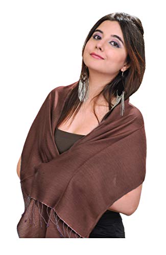 Plain Reversible Water-Pashmina Scarf from Nepal - Pure Silk-Wool2