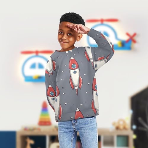 JUNZAN Space Rockets Gray Kids Girls Hoodie Sweatshirt Fleece Hoodies for Girls Sports 4T4