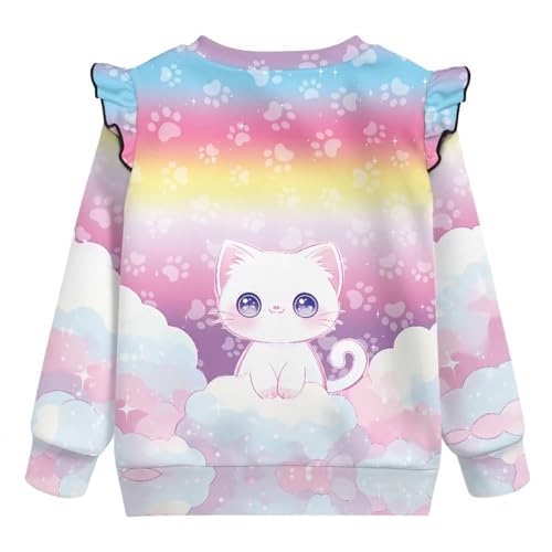 Ruffle Sleeve Pullover for Little Kids Baby Girls Soft Fall Crewneck Clothes School Travel & Play Outfits2