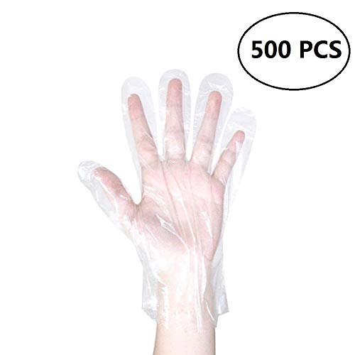 Preisvergleich Produktbild Belons 500 Stück Einweghandschuhe aus Polyethylen, PE Plastik Einmalhandschuhe lebensmittelechte Handschuhe für Küche Restaurant BBQ Friseursalon