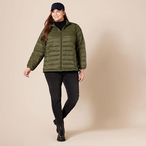 Amazon Essentials Women's Lightweight Long-Sleeve Water-Resistant Packable Puffer Jacket (Available in Plus Size), Dark Olive, XX-Large - image 7