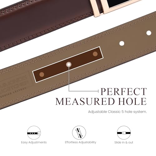 Image of HAMMONDS FLYCATCHER Belt for Men Leather Original - Adjustable Waistband up to 46 Inches Belt for Jeans & Dress Pants - 1.5 inch Width - Zinc Casted Buckle - Formal & Casual Wear - Branded Men Belts