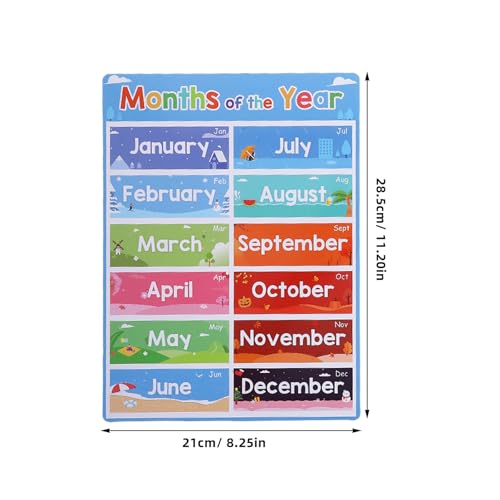 Homoyoyo 12pcs Educational Posters with Alphabet Animals Fruits and Months Preschool Classroom Decor for Kindergarten and Homeschooling, Sturdy Paper Material with Colorful Design - Image 2