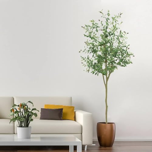 GarveeHome 5 FT Artificial Olive Tree, Faux Olive Tree with Silk Oliver Leaves and Lifelike Fruits, Fake Olive Plants in Pot for Home Decor