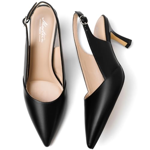Image of Mostrin Kitten Heels for Women Slingback Pointed Closed Toe Heels Women's Pumps Shoes for Wedding, Party, Commuting