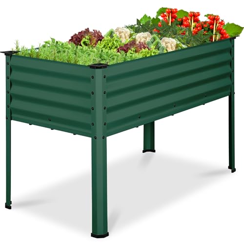 Image of Best Choice Products 48x24x30in Galvanized Raised Garden Bed, Metal Elevated Planter Box, Vegetable Garden for Backyard, Patio, Balcony, 100% Non Toxic Materials - Dark Green