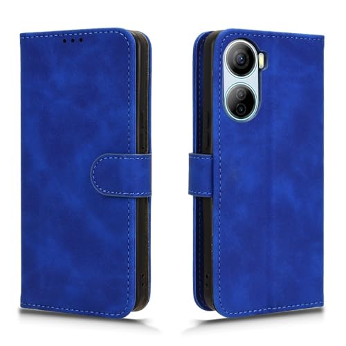 Étui à rabat pour ZTE Libero 5G II coque antichoc en cuir PU bleu avec dragonne pratique