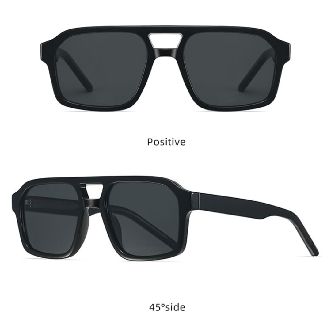 Gafas de sol retro de lujo para mujer con doble puente, patillas con núcleo metálico, gafas de sol de moda para hombre, protección UV400.