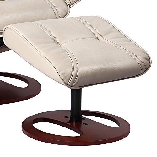 Benchmaster Newport Taupe Swivel Faux Leather Recliner Chair With Ottoman Footrest Modern Armchair Ergonomic Manual Reclining Adjustable Upholstered For Bedroom Living Room Reading Home Relax #TOP6