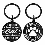 Mataly Cat Dad Gifts for Men - Best Cat Dad Ever Keychain, Birthday Gifts for Cat Dads Christmas, I Work Hard So My Cat Can Have A Better Life