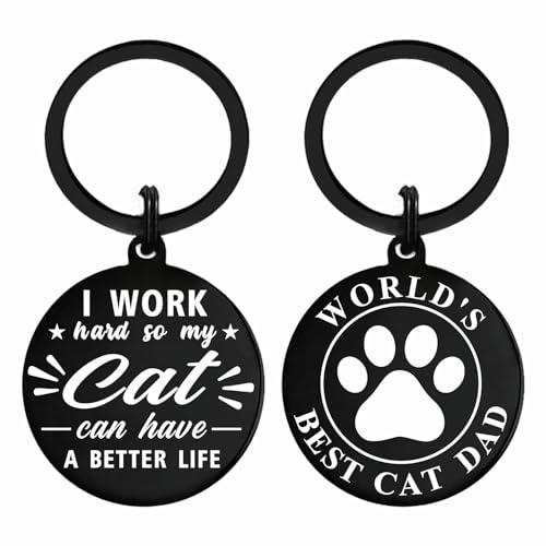 Best Cat Dad Ever Engraved Keychain