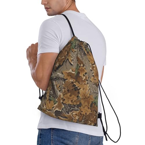 Tree Leaves Camo Drawstring Bags Backpack Bag 14x16.9 IN3