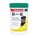 Vetzyme B Plus E Dog Vitamins and Supplements (200 Tablets) - With Zinc and Selenium, Supports Muscle Tone and Good Health