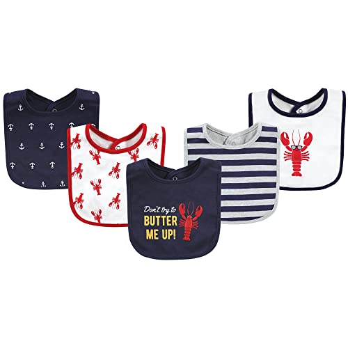 Hudson Baby Unisex Baby Cotton Bibs, Butter Me Up Lobster, One Size