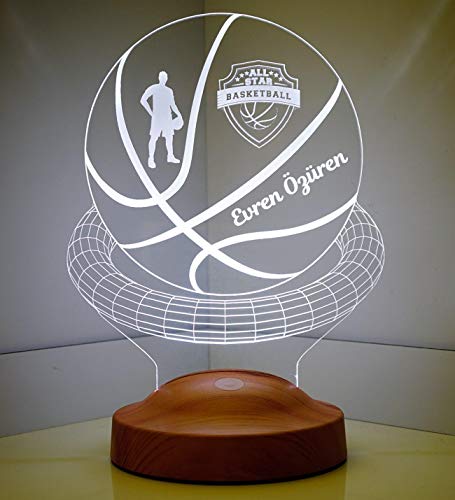 Geschenkelampe Lampe Cadeau de Basket-Ball - Personnalisable - Cadeau personnalisé - Texte 3D - Veilleuse LED - Cadeau d'anniversaire