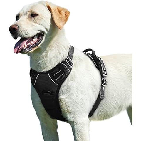 Eagloo Hundegeschirr Grosse Hunde, Anti Zug Hundegeschirr mit Reflexstreifen und Kontrolle, Verstellbar und Einstellbar Geschirr Hund Groß, Brustgeschirr für Labrador, Schwarz, L Cover