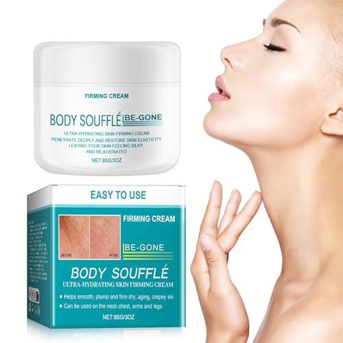 COSMOO Be Gone Body Souffle, Ultra Hydrating Crepe Skin Firming Cream for Neck, Arms & Legs, 3 Ounce