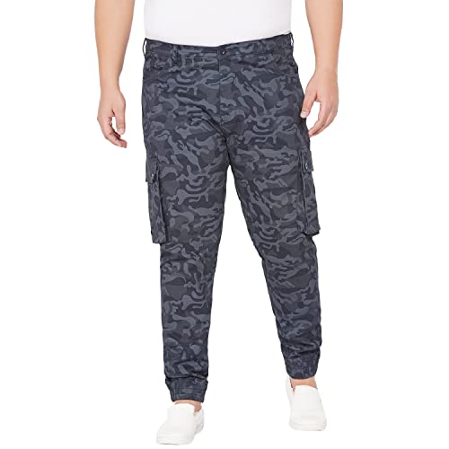 Image of JOHN PRIDE Men Camouflage Blue Cargo Pant (JPTR2184 Blue)