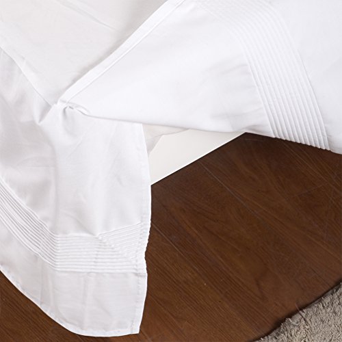 Valea Home Bed Skirt With Stitch On White Dust Ruffle With Split Corner, Durable Elegant Luxury Queen 14-Inch Drop #TOP4