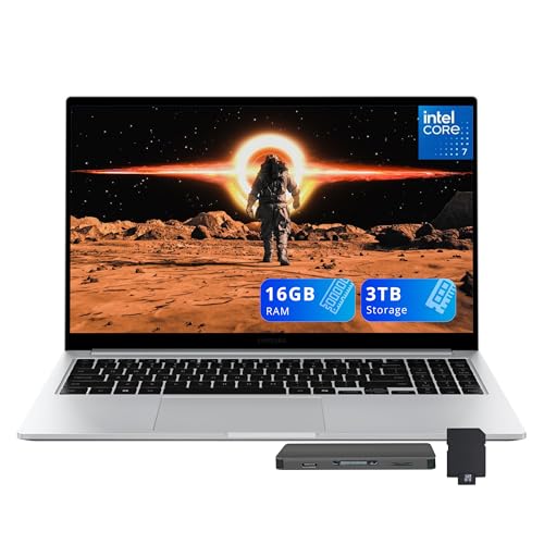 Samsung Galaxy Book4 15.6�C���` FHD �m�[�g�p�\�R���AIntel 7 150U �v���Z�b�T�[�A16GB LPDDR4X�A3TB�X�g���[�W (2TB SSD+1TB�h�b�L���O�X�e�[�V�����Z�b�g)�A�C���e���O���t�B�b�N�X�A�o�b�N���C