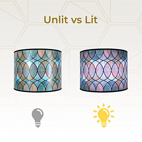 Image of Royal Designs, Inc. Trendy Decorative Handmade Drum Shade, Made in USA, 14in, HBCN-8041-14, Cool Hues