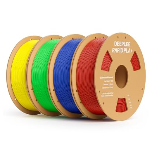 ⚡ DEEPLEE Rapid PLA Plus Filament 1.75mm 4 Pack 1kg Red/Blue/Green/Yellow
