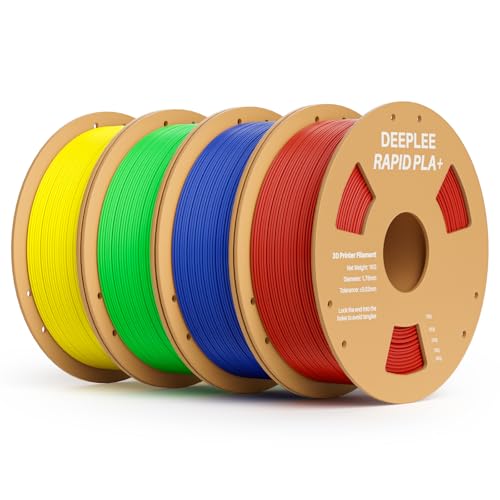 Image of Rapid PLA Plus Filament 1.75mm, High Speed 3D Printer Filament Up to 600mm /s, PLA+ Filament Dimensional Accuracy + /- 0.02 mm Fits Most FDM 3D Printer, 4 Pack 1kg Red & Blue & Green & Yellow