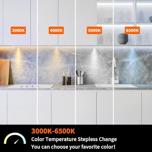Image of VST Under Cabinet Lights CCT 3000K-6000K, Puck Lights Color Temperature and Brightness Adjustable with Touch Switch and ETL Listed Led Driver, Plug in Led Light for Kitchen Under Cabinet 3pack