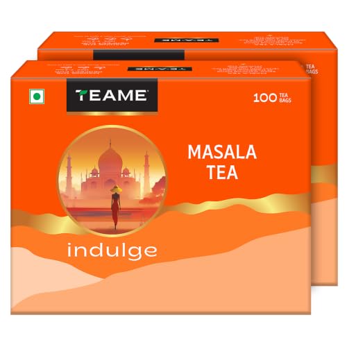 Image of TE-A-ME Indulge Masala Tea, 100 Bags (Pack of 2) | Masala Chai | Black Tea Bags 200 pieces