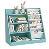 4 tier kids bookshelf wooden five layer sling children bookcase baby toddler storage book rack book and toy organizer cabinet chest book display shelf stand playroom nursery classroom library  urban country home decor