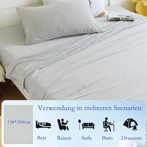 JINGTOPS Kühldecke Sommerdecke, 2 in1 Kühldecke Bett,Selbstkühlende Decke 200X150cm Eisseide Kalte Decke Kühlende Küldecken Cool Blanket Bettdecke Kühlend für Sommer Heißen (Einfarbig 200x150)