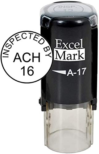 Excelmark Custom Round Self Inking Inspection Stamp - 5/8" Diameter (3 Lines) #TOP2