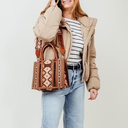 Image of Wrangler Purse Western Aztec Tote Bag Women Top Handle Handbags with Detachable Strap | Western