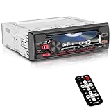 Single Din Car Stereo CD Player - Single DIN Car Radio with SD Card, Car Radio CD Player, Digital Media Receiver Support Bluetooth, FM, MP3, USB, Selectable RCA Output, Apple/Android Compatible(Black)