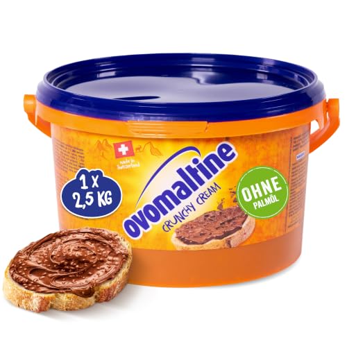 Ovomaltine Crunchy Cream Brotaufstrich - einzigartig knusprige Schoko-Creme ohne Palmöl - süßer Aufstrich mit knusprigen Ovomaltine Stückchen - hergestellt in der Schweiz (1 x 2,5 kg Eimer)