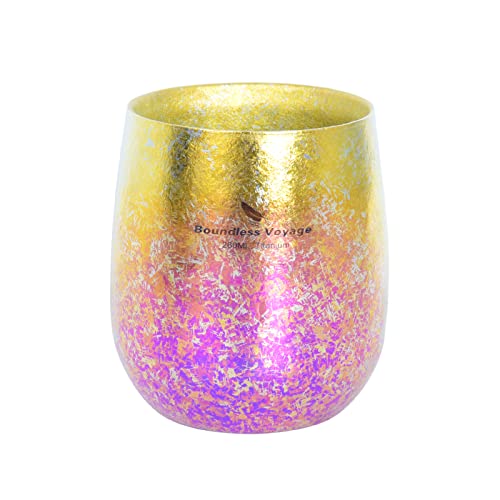iBasingo 260ml/8.8oz Titanium Cup Double Wall Mug, Multicolor Ti3084D