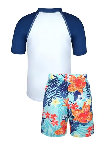 Kids Boys 2Pcs Rash Guard Sun Protection Swimsuit Letter Print Short Sleeve Swim Top and Shorts Set2