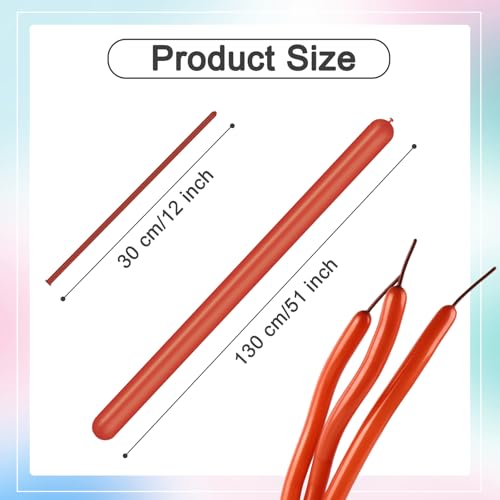 Image of Rich Red 260 Balloons - Long Balloons for Balloon Arch & Party Decor, 100P | Rich Red long balloons for tying balloon arch & birthday party decorations, thick latex & easy to inflate, great for birthda