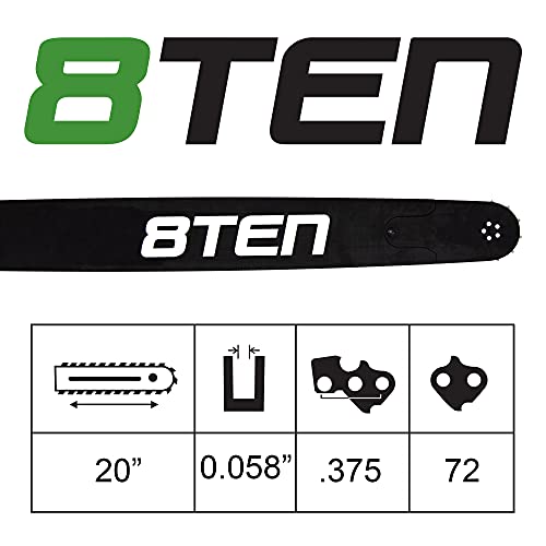 8Ten Chainssaw Guide Bar For Husqvarna 285 268 61 66 162 181 281 365 372 Xp 362 20 Inch .375 Pitch .058 Gauge 72Dl #TOP5