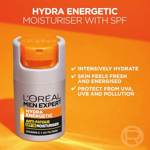 L’Oréal Paris Men Expert Protective Anti-fatigue Moisturiser With SPF 15 for Men 50ml, Hydra Energetic Moisturiser With Vitamin C*, for Tired and Dry Skin, Hydrates and Protects Skin - 3