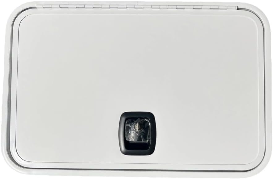 RV Travel Trailer Camper Fifth Wheel Motorhome Baggage Cargo Access Door 19 7/8X 30.75 with Global Link Slam Latch, Off White/Light Gray